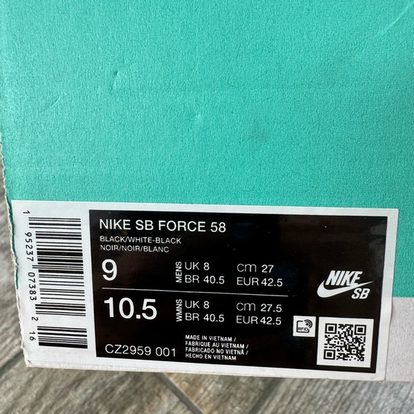 Brand New Nike SB Force 58 “Black/White”Men’s Skate Shoe CZ2959-001 - Picture 10 of 10